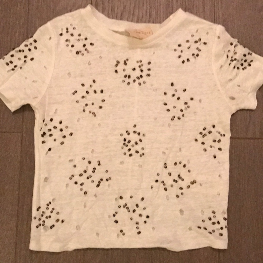 Distressed cropped sequin tee